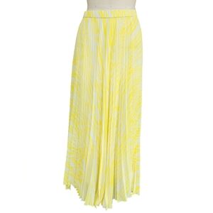 Soft Surroundings TM Tall M Bright Yellow Pleated Maxi Skirt Elastic Waist Lined